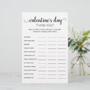 Papier Saint Valentin Pensez vite, pensez rapide jeu de f