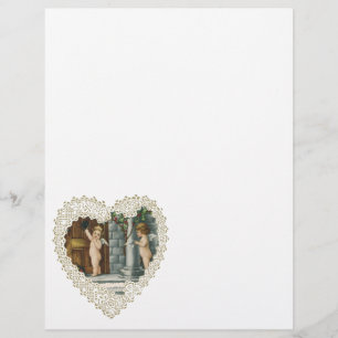 Papier Saint-Valentin victorien, anges vintage avec lettr