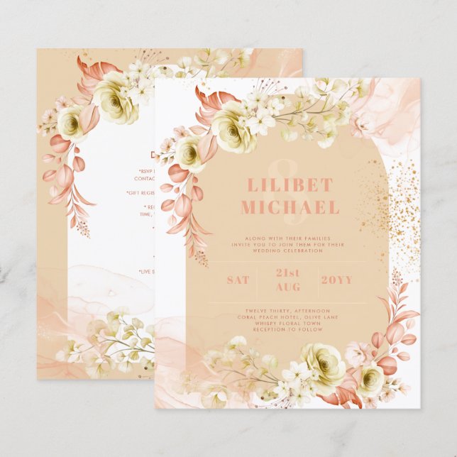 Papier Saisons Chute Plus Tôt Mélange Boho Floral Mariage (Devant / Derrière)