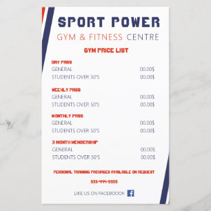 Papier Salle de sport et centre de remise en forme Power 