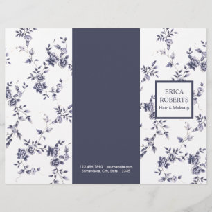 Papier Salon de beauté Chinoiserie Vintage Floral bleu