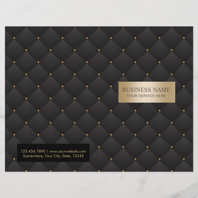 Papier Salon de Beauté Luxe Black & Gold Quilted Bi-Fold (Devant)