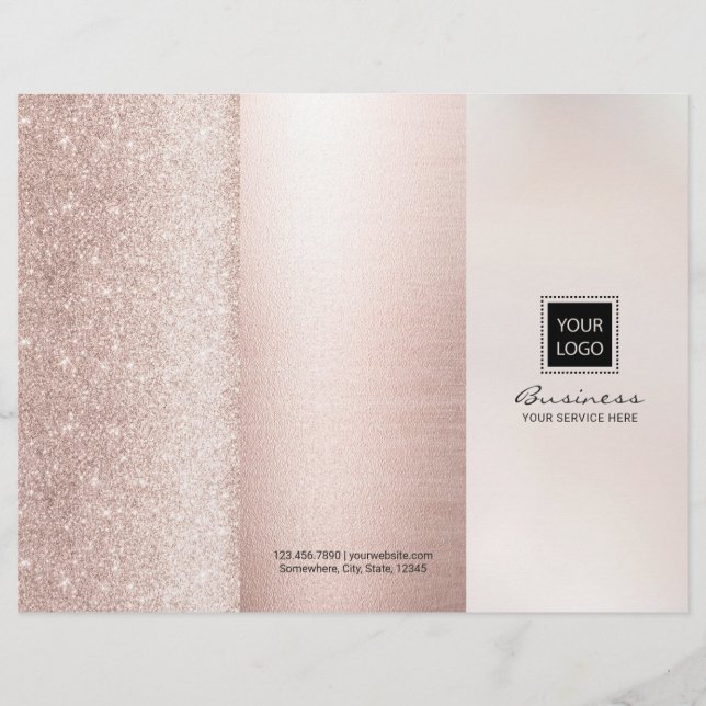 Papier Salon de beauté Luxueux Rose Gold Blush Triptyque (Devant)