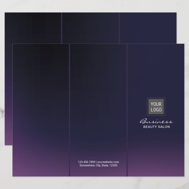 Papier Salon de beauté moderne Profond violet Spa Tri-Fol (Devant / Derrière)