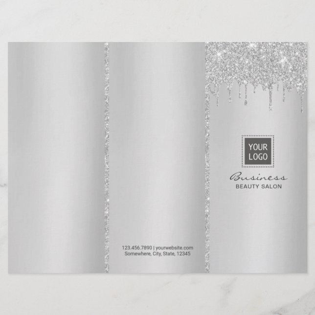 Papier Salon de Beauté Silver moderne Tri-Fold Bruchures (Devant)