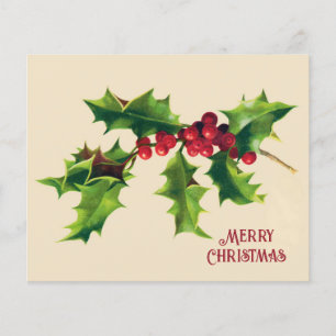 Papier Salutation de Noël vintage Holly