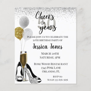 Papier Salutations à 50 ans Parties scintillant d'or d'ar