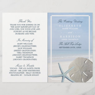 Papier Sand Dollar et Starfish Beach Wedding Program