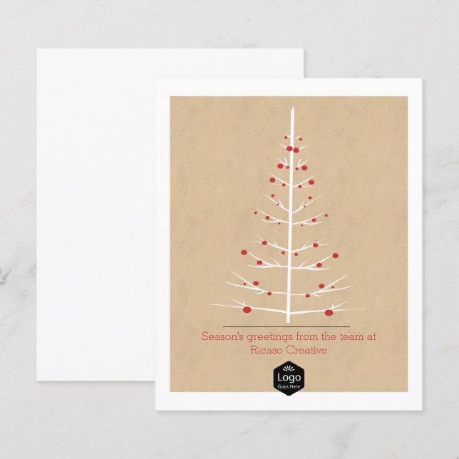 Papier Sapin de Noël BUDGET Blanc Avec Boules Rouges (Devant / Derrière)