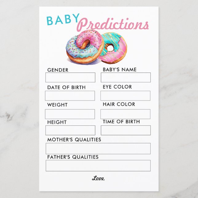 Papier Saupoudrer la beigne | Prédiction | Jeu baby showe (Devant)