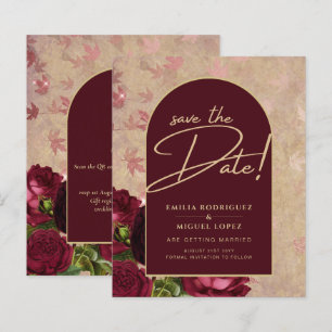 Papier Sauvez les dattes Bourgogne Rose Rouge Vintage Flo