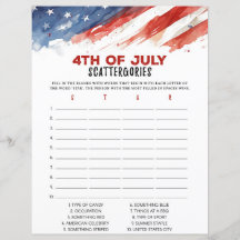 Scattergories 4 juillet partie
