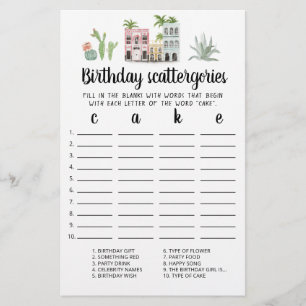 Papier Scattergories Anniversaire jeu modifiable