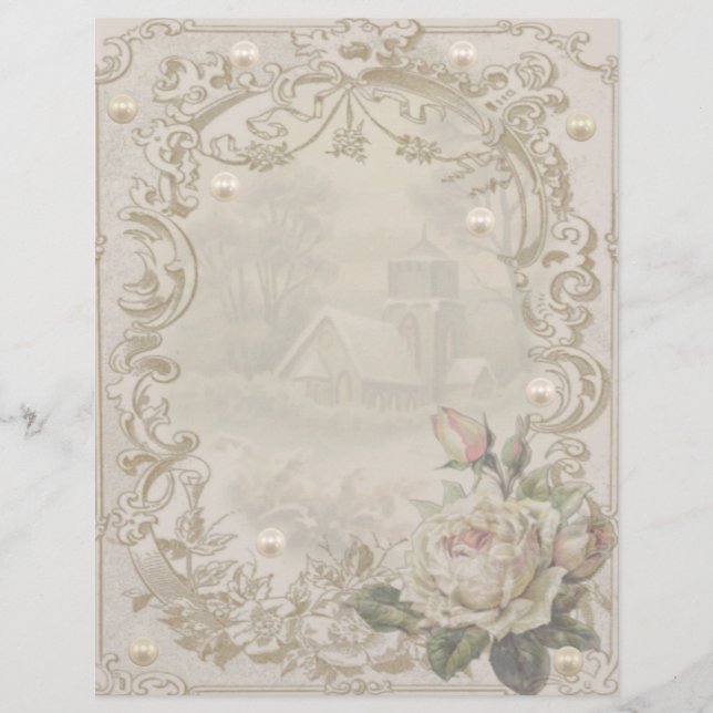 Papier Scène rose & Hiver Aux Perles (Devant)