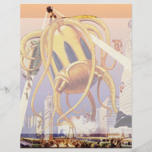Papier Science-fiction vintage Invasion de guerre Alien O