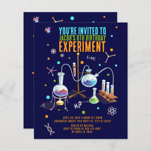 Papier Science Invitations d'anniversaire (Devant / Derrière)