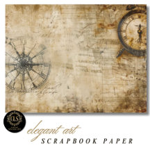 Papier scrapbook à motif de boussole vintage et d'