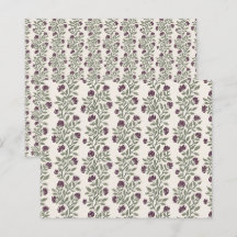 Papier scrapbook à motif floral vert prune et mous