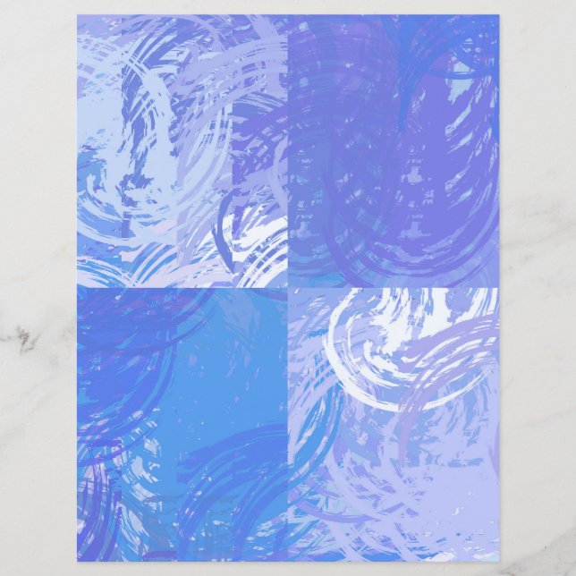 Papier scrapbook abstrait turquoise et violet (Devant)