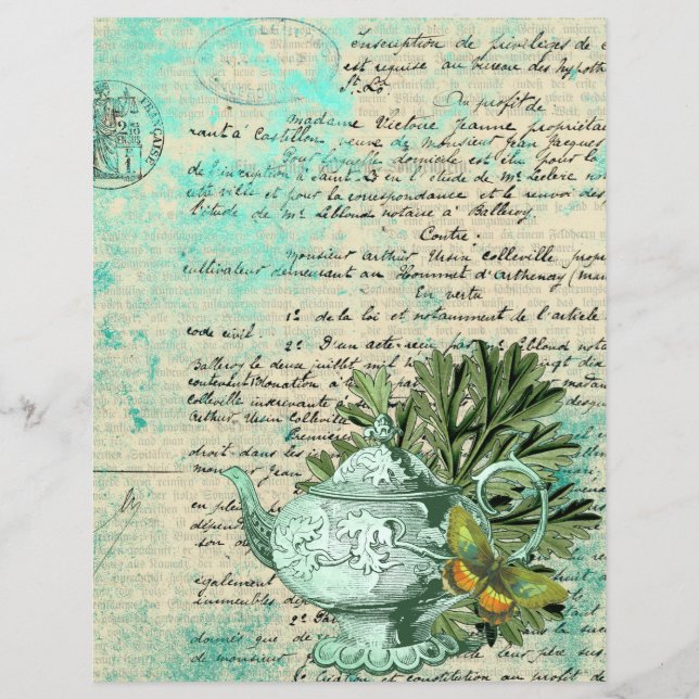 Papier scrapbook collage d'objets anciens et de th (Devant)