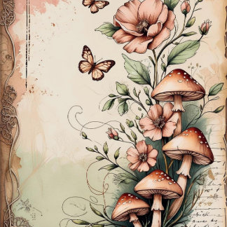 Papier scrapbook de murmures botaniques vintage