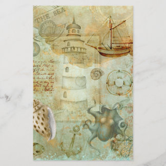 Papier scrapbook découpage vintage vie océanique