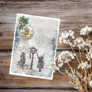 Papier scrapbook d'oiseaux de Noël vintage
