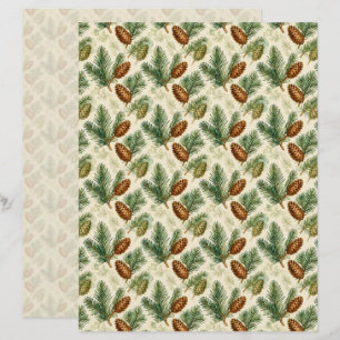Papier scrapbook Evergreens et cônes