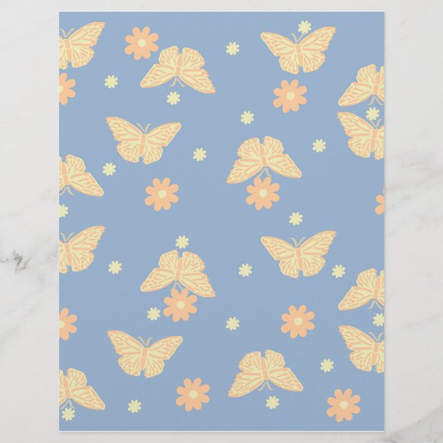 Papier scrapbook Fleur & Papillon (Devant)
