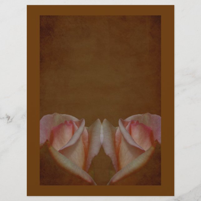 Papier scrapbook floral marron rosebuds rose vieil (Devant)