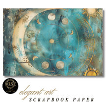 Papier scrapbook motif céleste Soleil et Lune