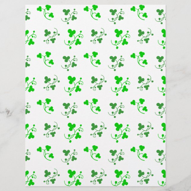 Papier scrapbook motif shamrocks verts (Devant)