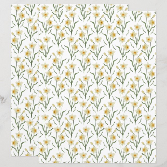 Papier scrapbook Narcisse (Devant / Derrière)