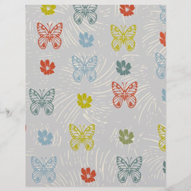 Papier scrapbook Papillon & Fleur (Devant)