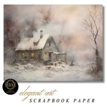 Papier scrapbook paysage de cottage aquarelle 