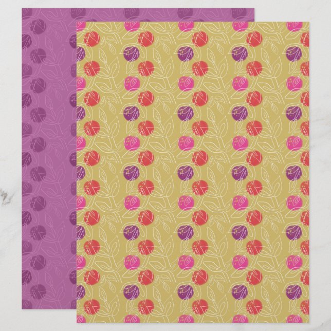 Papier scrapbook prune (Devant / Derrière)