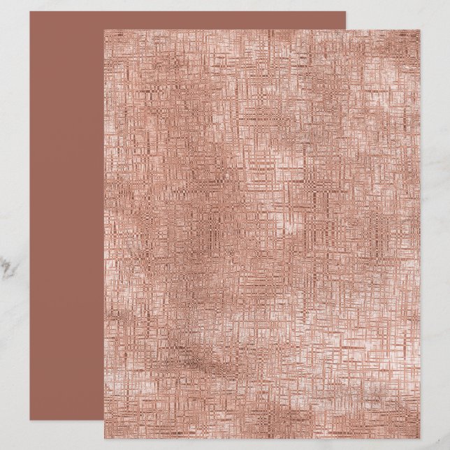 Papier scrapbook texture soie marron châtaigne ros (Devant / Derrière)