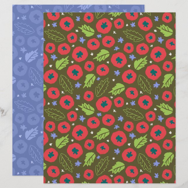 Papier scrapbook Tomate (Devant / Derrière)