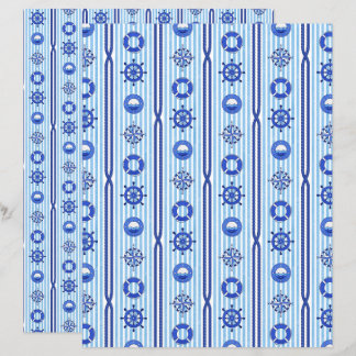 Papier scrapbooking à rayures nautiques bleues