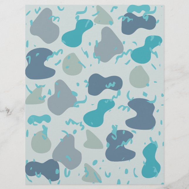 Papier scrapbooking abstrait bleu vert (Devant)