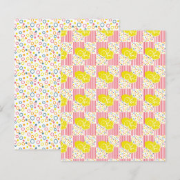Papier scrapbooking Citrons Jaunes Rayures Roses