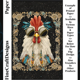 Papier scrapbooking coq coloré fantaisiste CK9