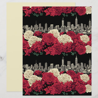 Papier scrapbooking floral rose rouge