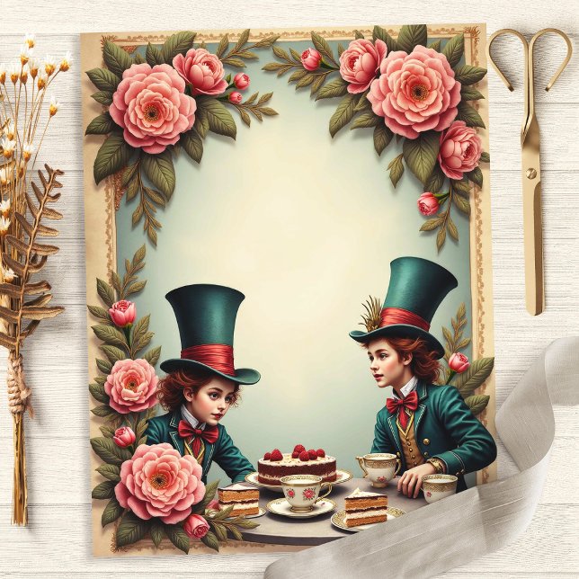 Papier scrapbooking Roses pour la fête à thé du Ch (Créateur téléchargé)