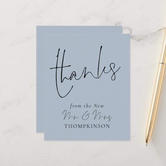 Papier Script budgétaire Nouveau M. Mme Mariage Dusty Blu (Devant/Arrière en situation)