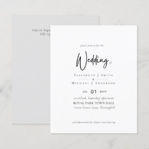Papier Script d'élégance simple Mariage de budget moderne
