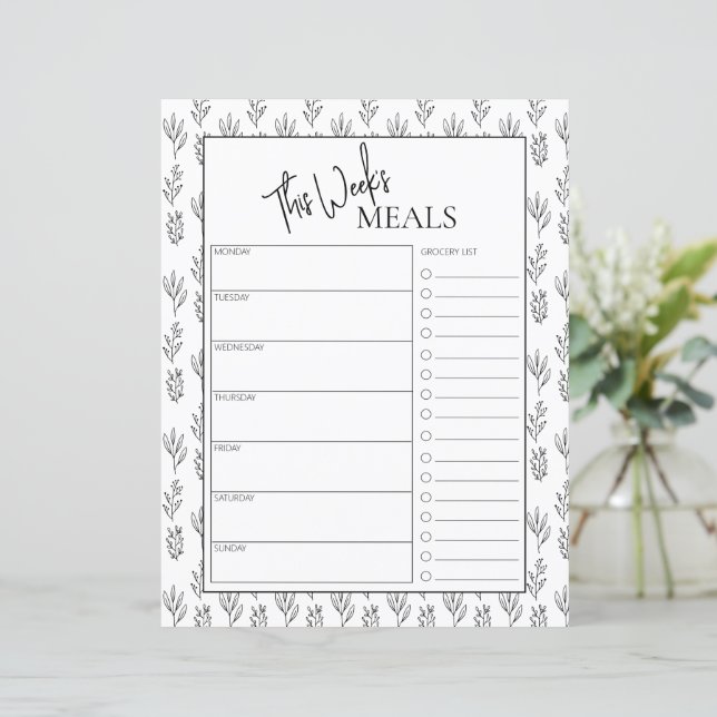 Papier Script minimal botanique Texte Planificateur de re (Debout devant)