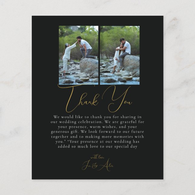 Papier Script Minimalist Photo Collage Thank You Cards (Dos)