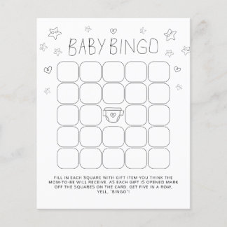 Papier Script minimaliste Bingo Baby shower Bingo Jeu