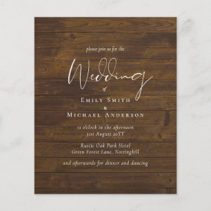 Papier Script rustique Country Grange Woodland Mariage Bu